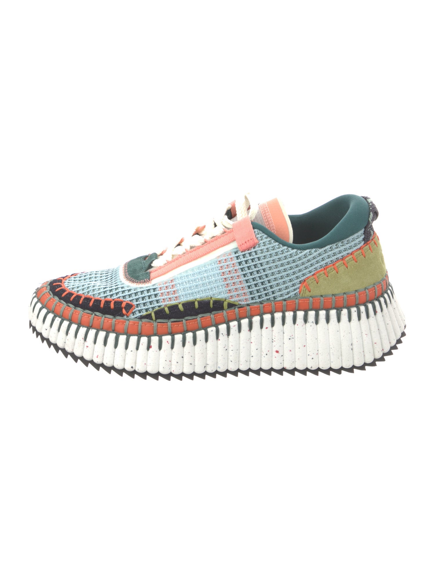 Chloé Colorblock Pattern Whipstitch Trim Sneakers