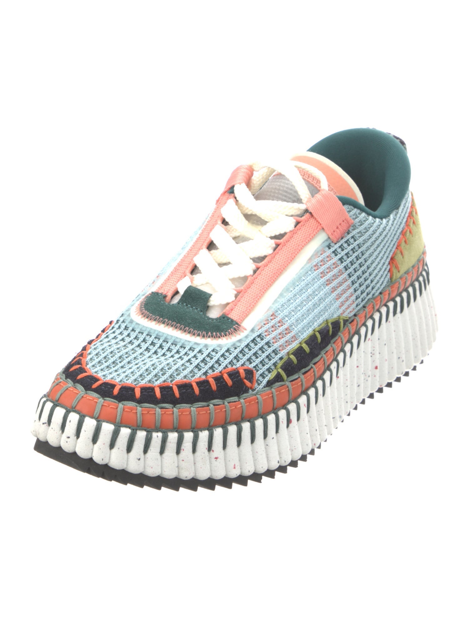 Chloé Colorblock Pattern Whipstitch Trim Sneakers