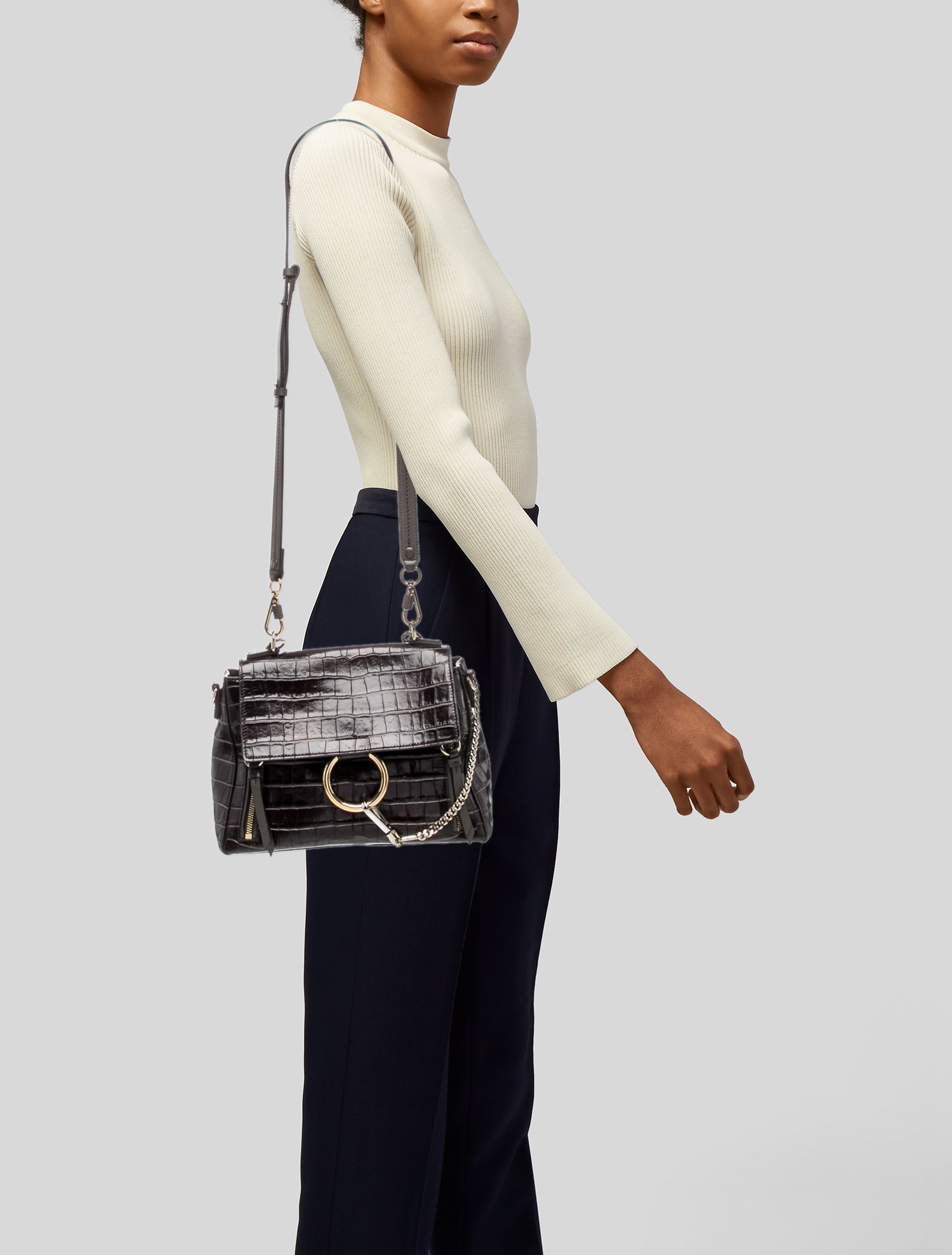 Chloé Embossed Leather Shoulder Bag