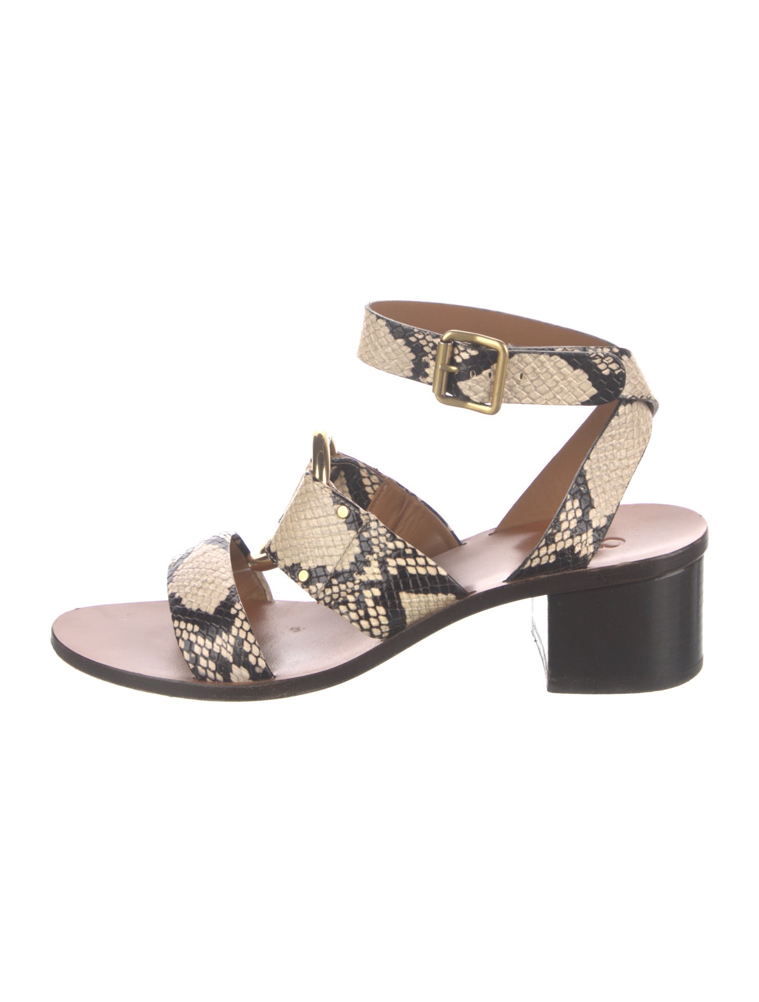 Chloé Leather Animal Print Sandals