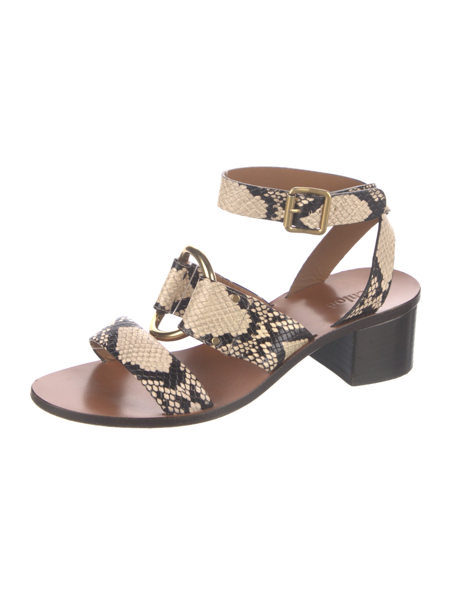 Chloé Leather Animal Print Sandals