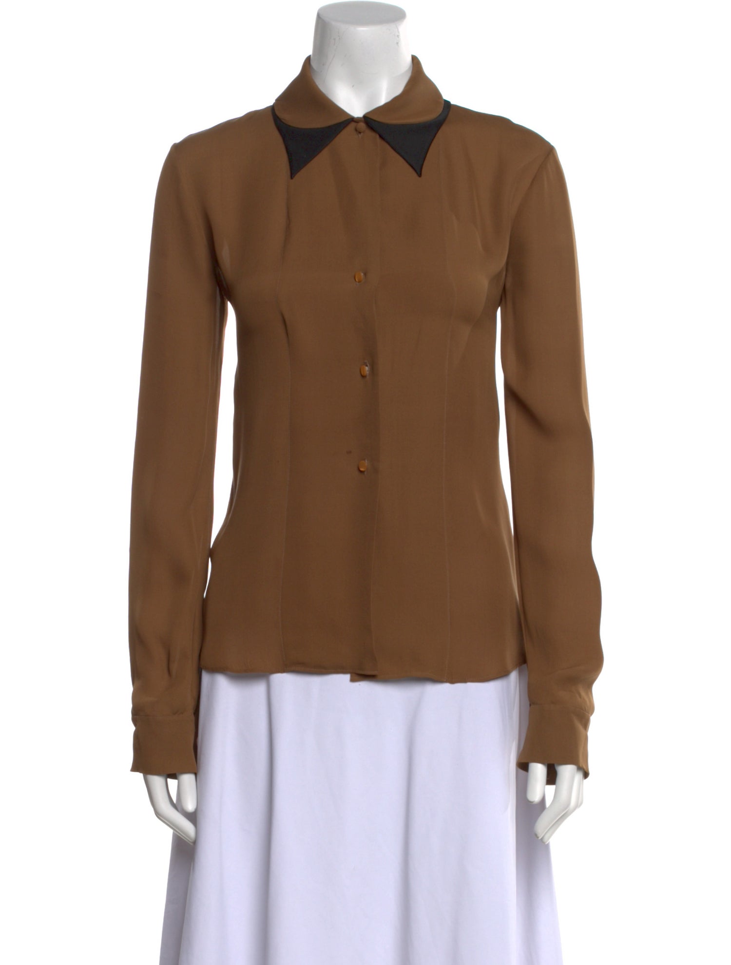 Chloé Silk Long Sleeve Button-Up Top