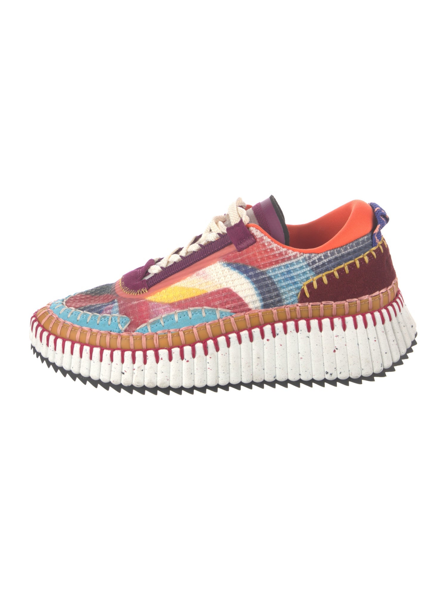 Chloé Printed Whipstitch Trim Sneakers