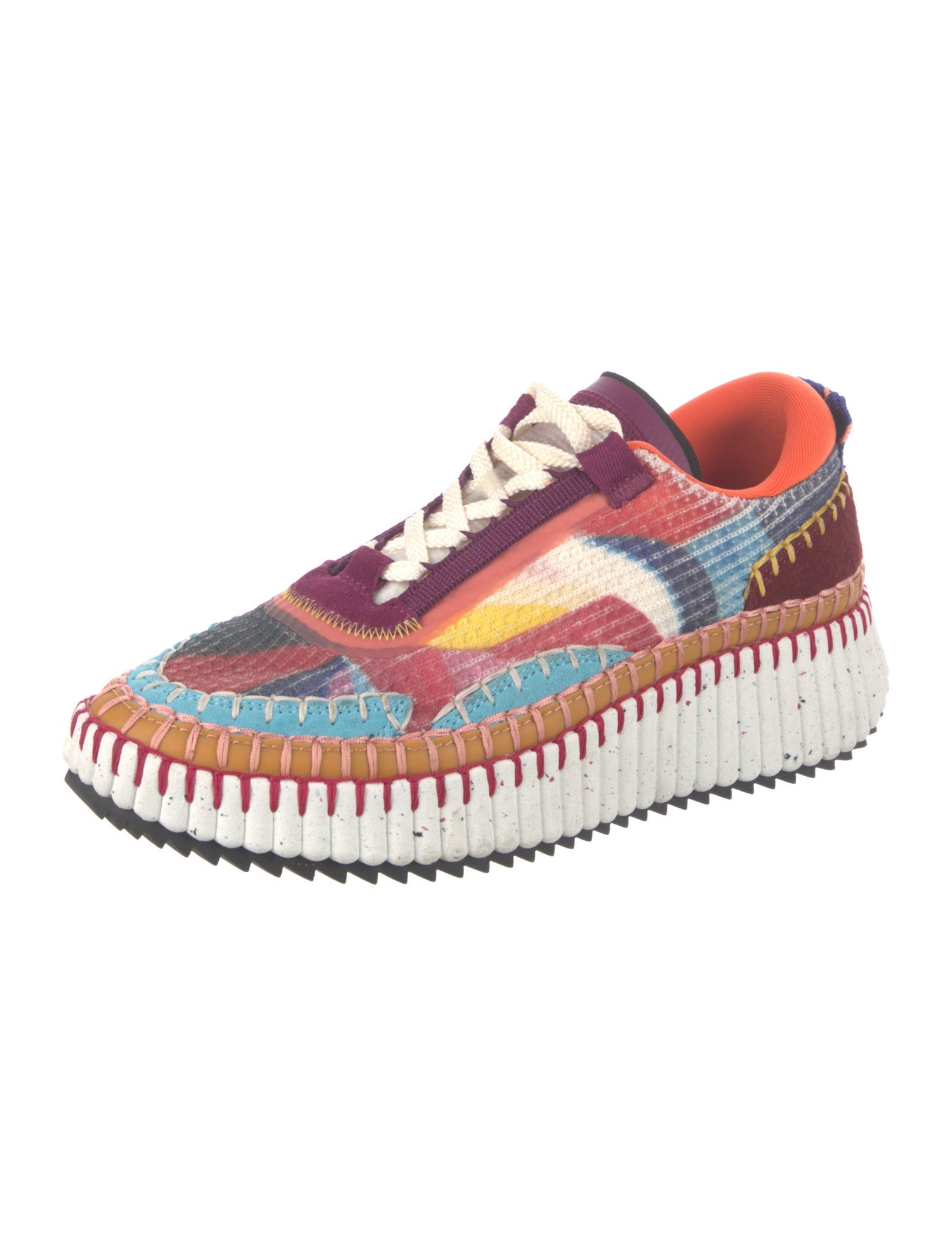 Chloé Printed Whipstitch Trim Sneakers