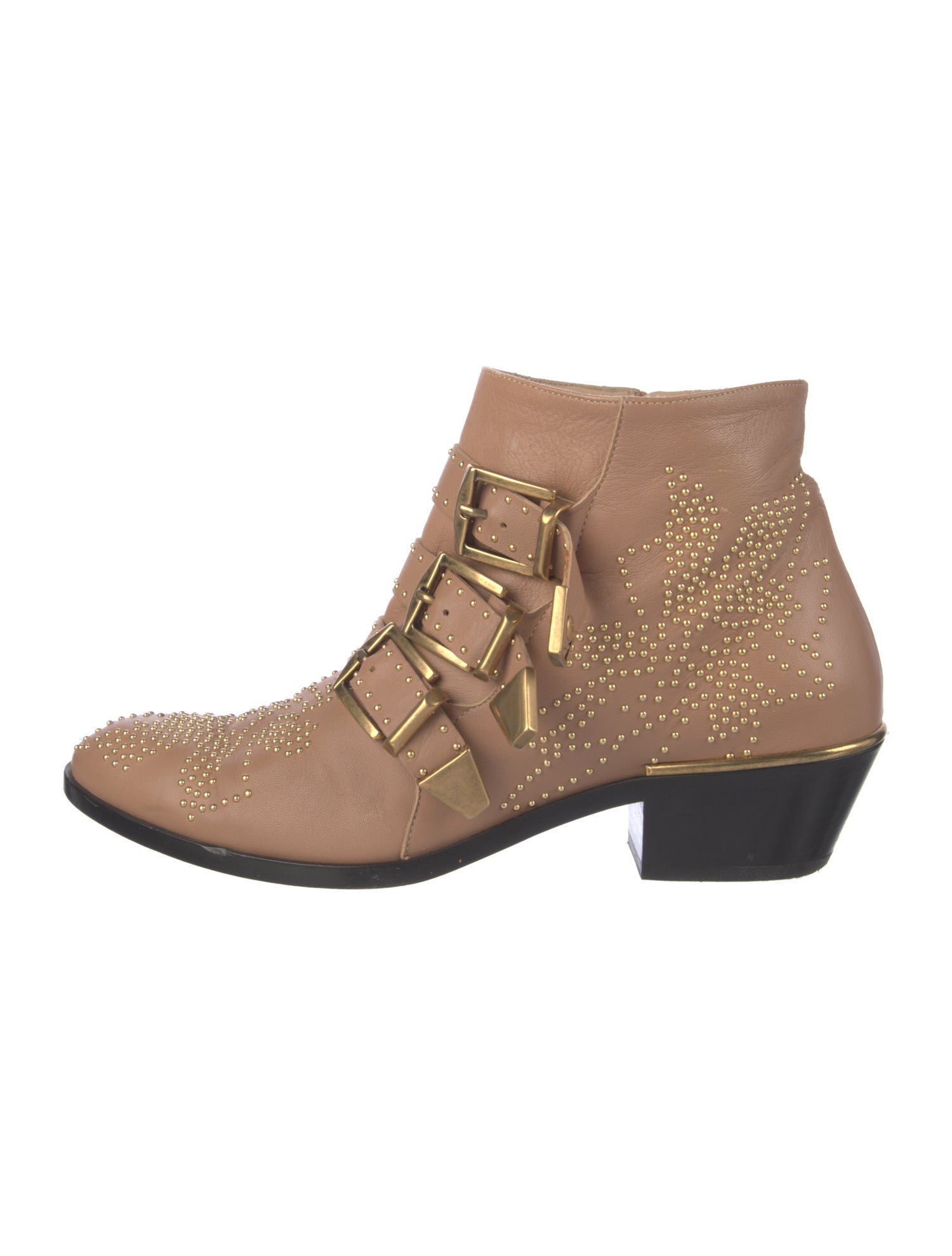 Chloé Leather Colorblock Pattern Lace-Up Boots
