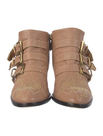 Chloé Leather Colorblock Pattern Lace-Up Boots