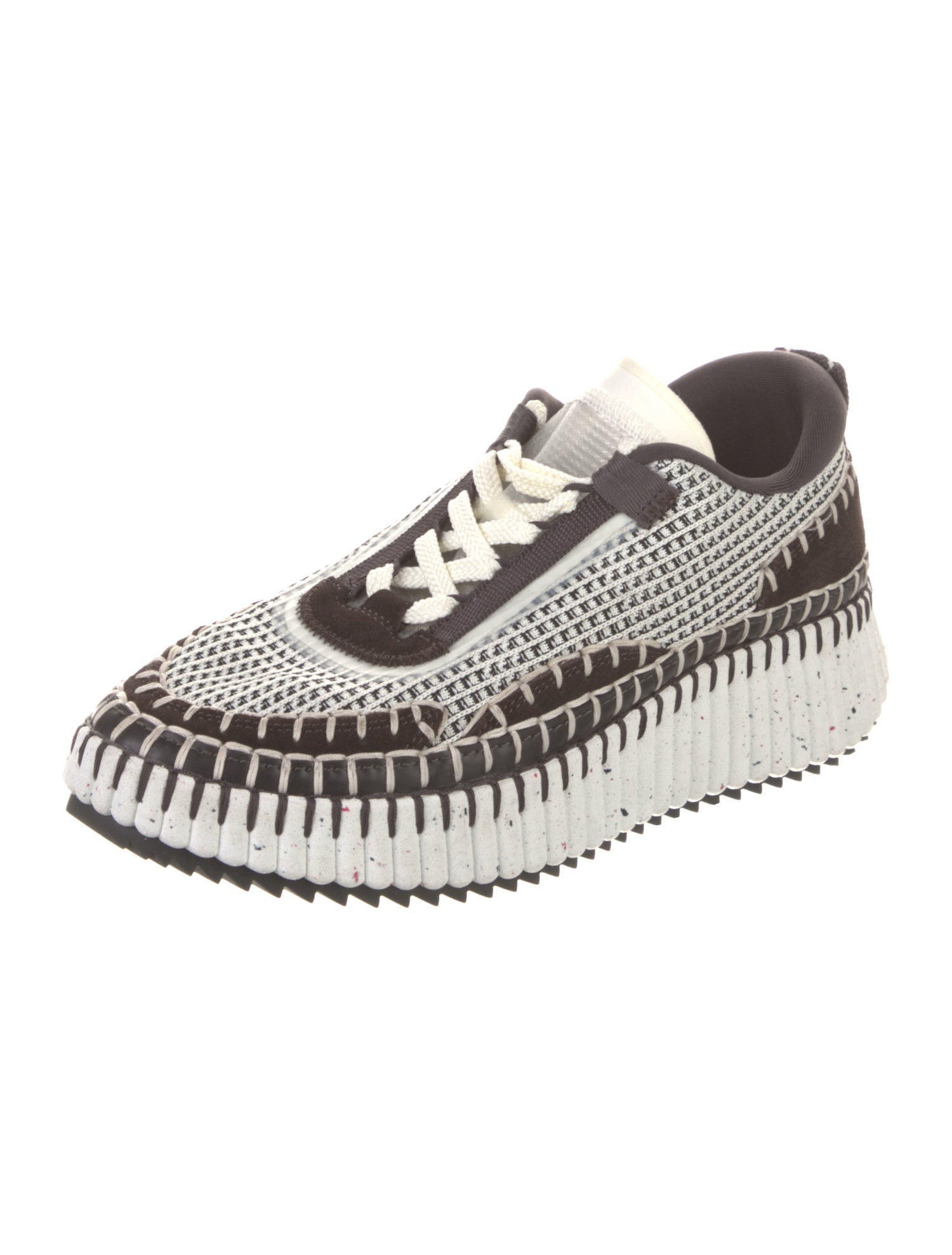 Chloé Plaid Print Whipstitch Trim Sneakers