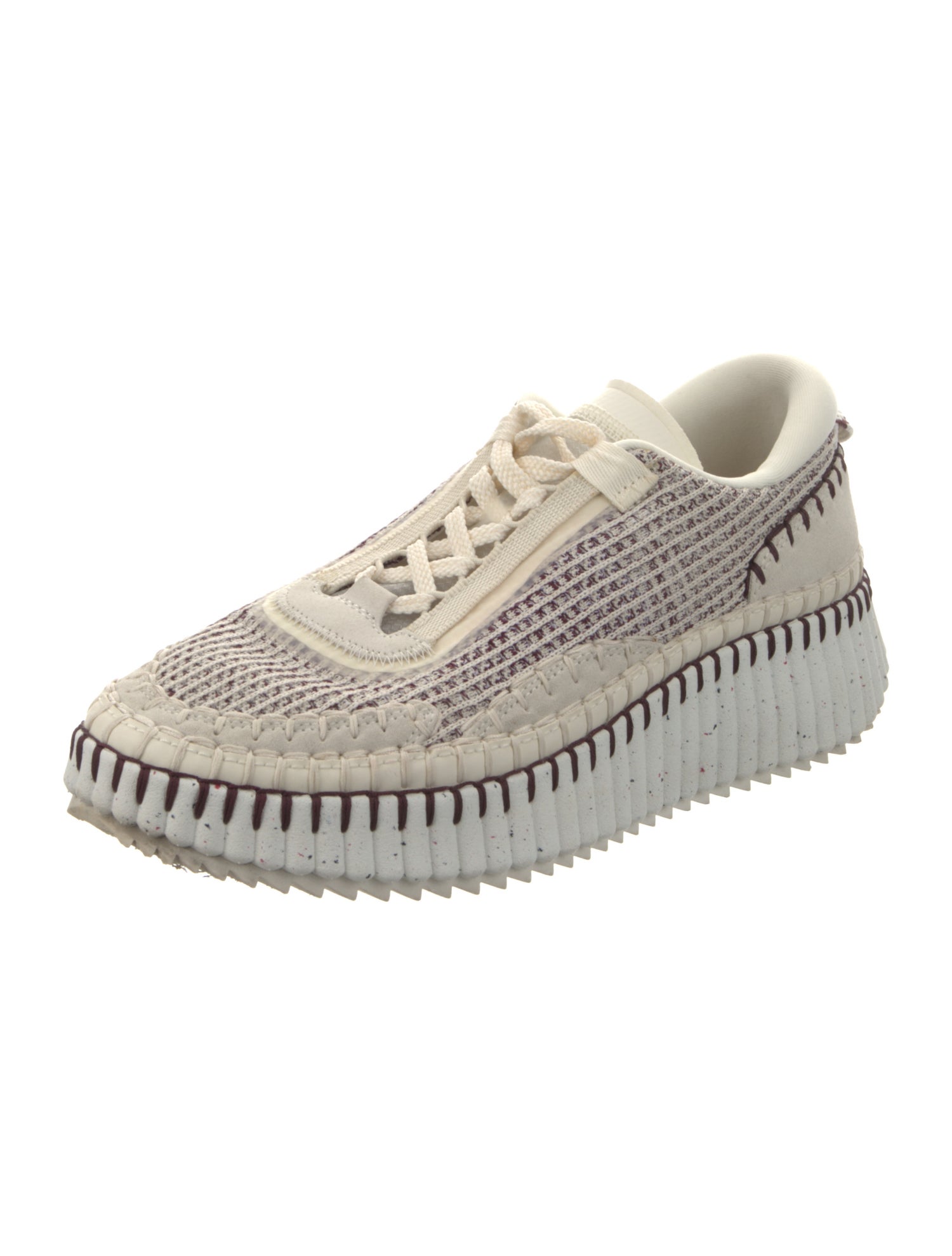 Chloé Plaid Print Whipstitch Trim Sneakers