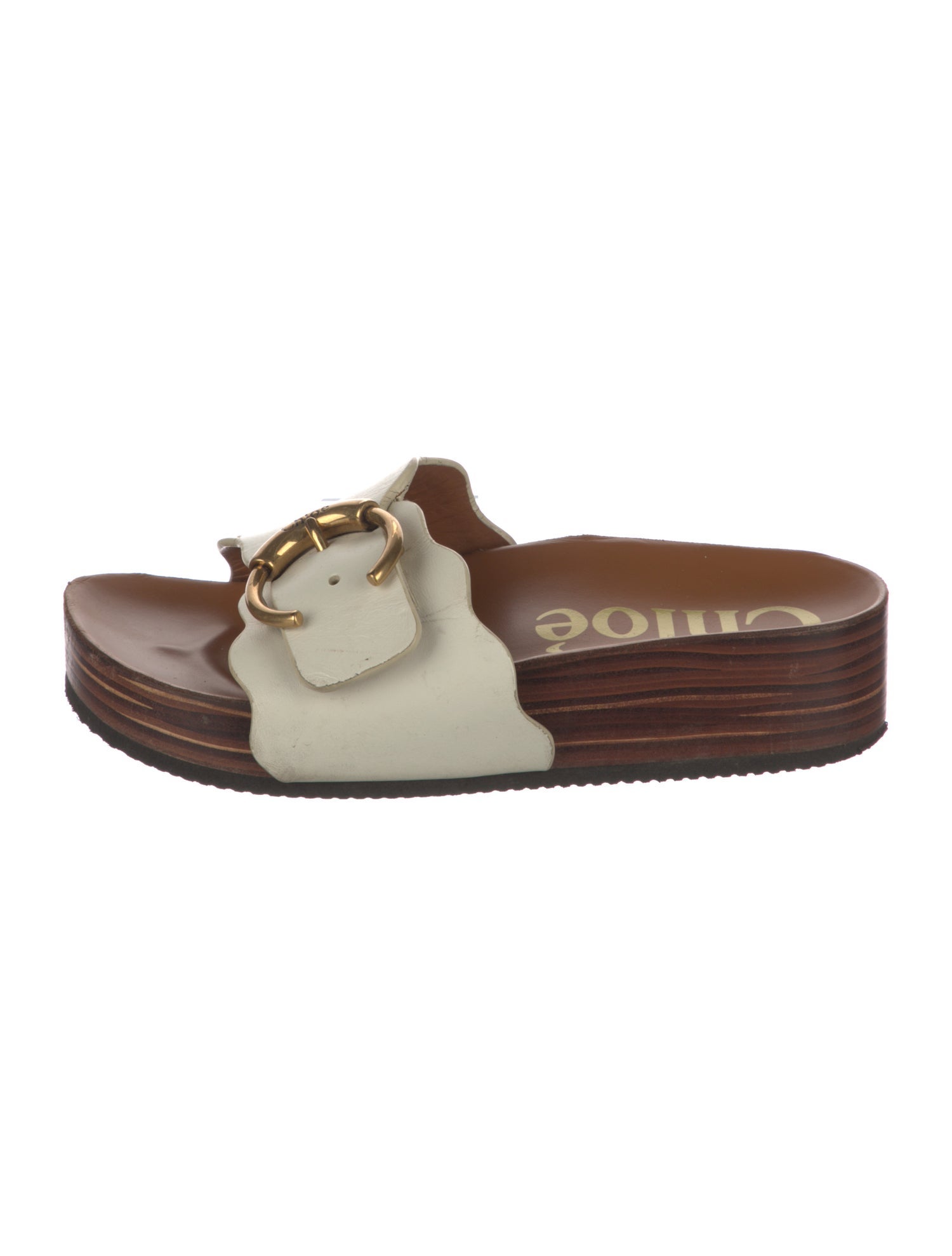 Chloé Leather Colorblock Pattern Slides
