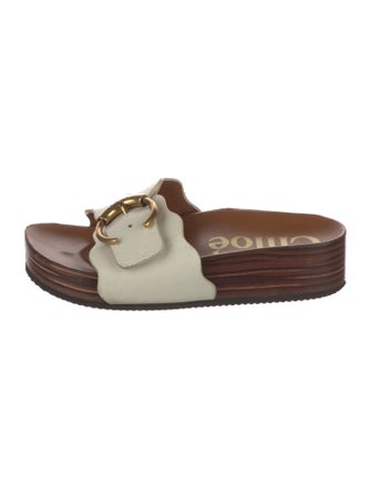 Chloé Leather Colorblock Pattern Slides