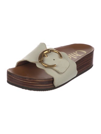 Chloé Leather Colorblock Pattern Slides