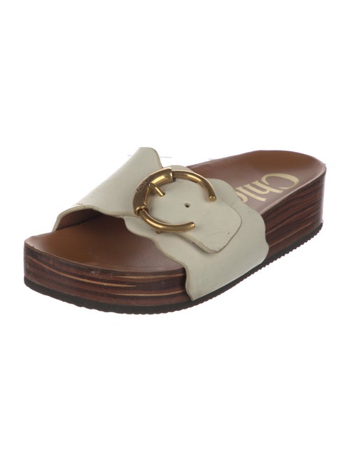 Chloé Leather Colorblock Pattern Slides