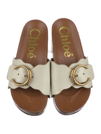 Chloé Leather Colorblock Pattern Slides