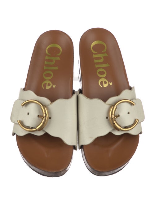 Chloé Leather Colorblock Pattern Slides