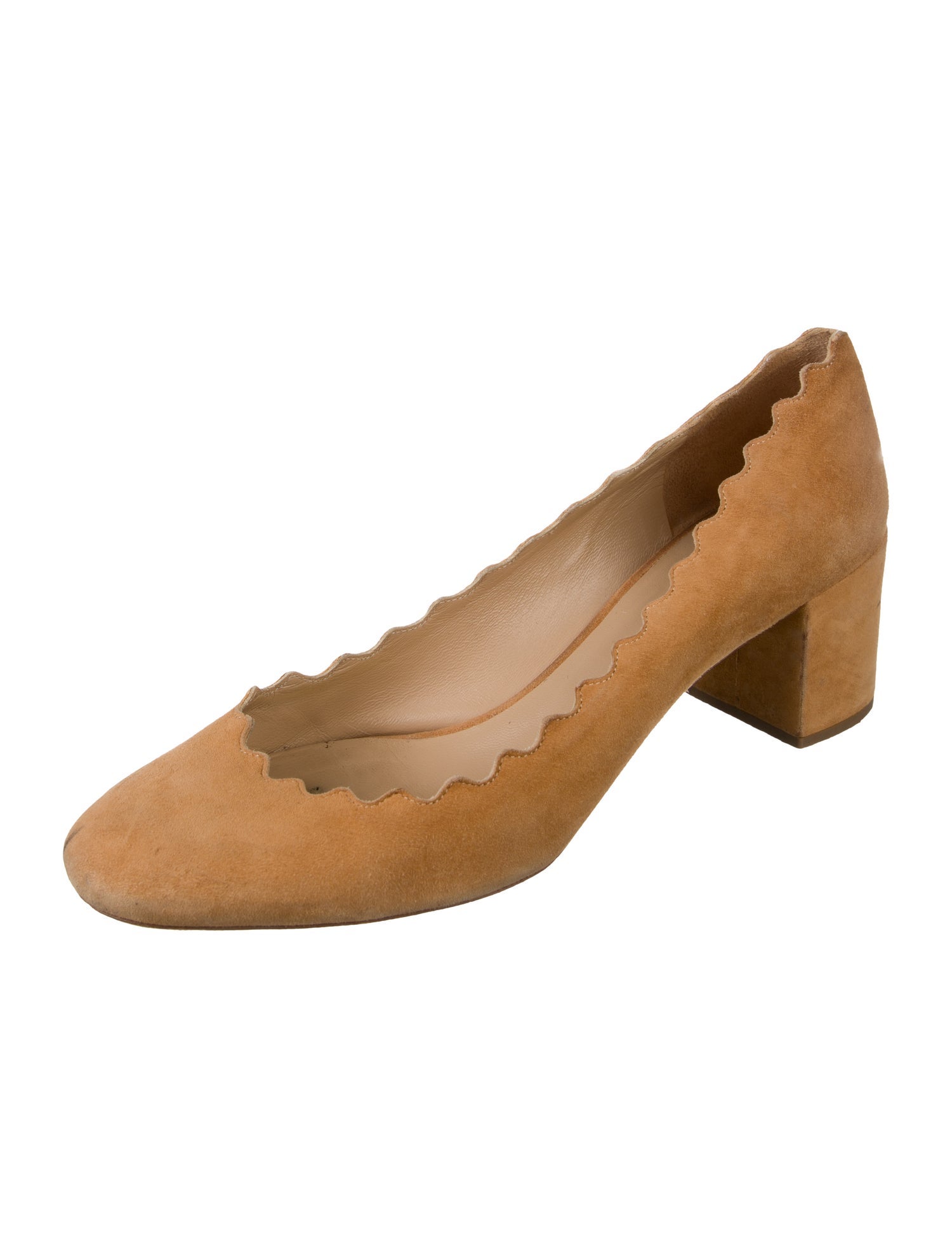 Chloé Suede Scalloped Accent Pumps