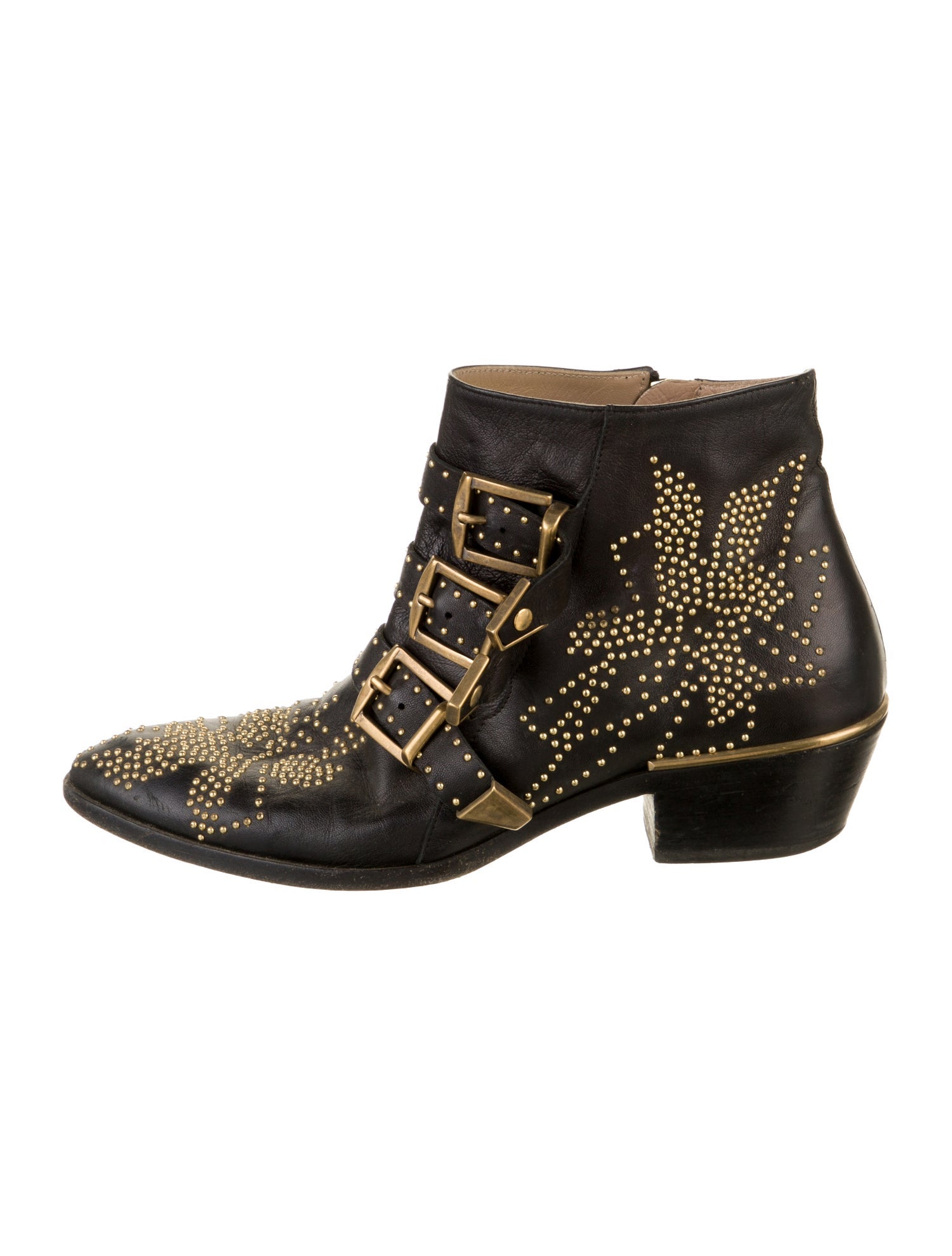 Chloé Leather Studded Accents Boots