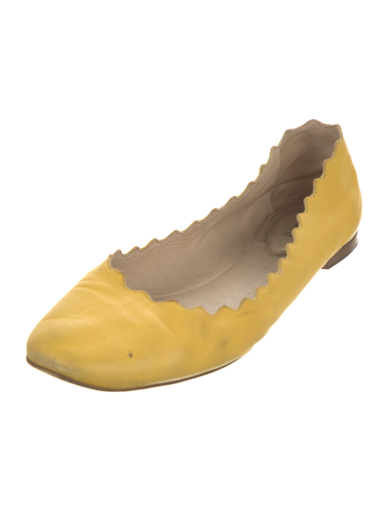 Chloé Leather Scalloped Accent Ballet Flats