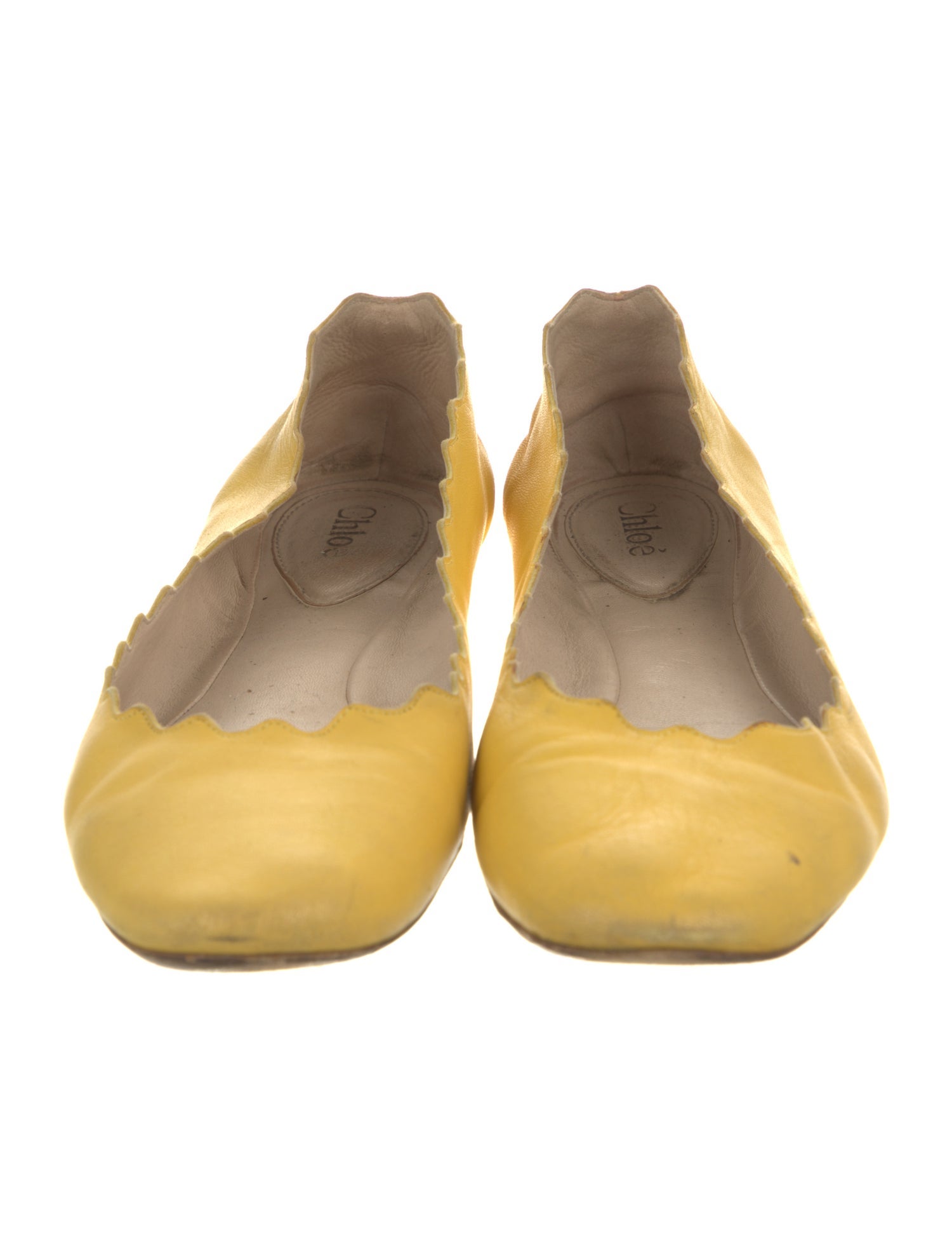 Chloé Leather Scalloped Accent Ballet Flats