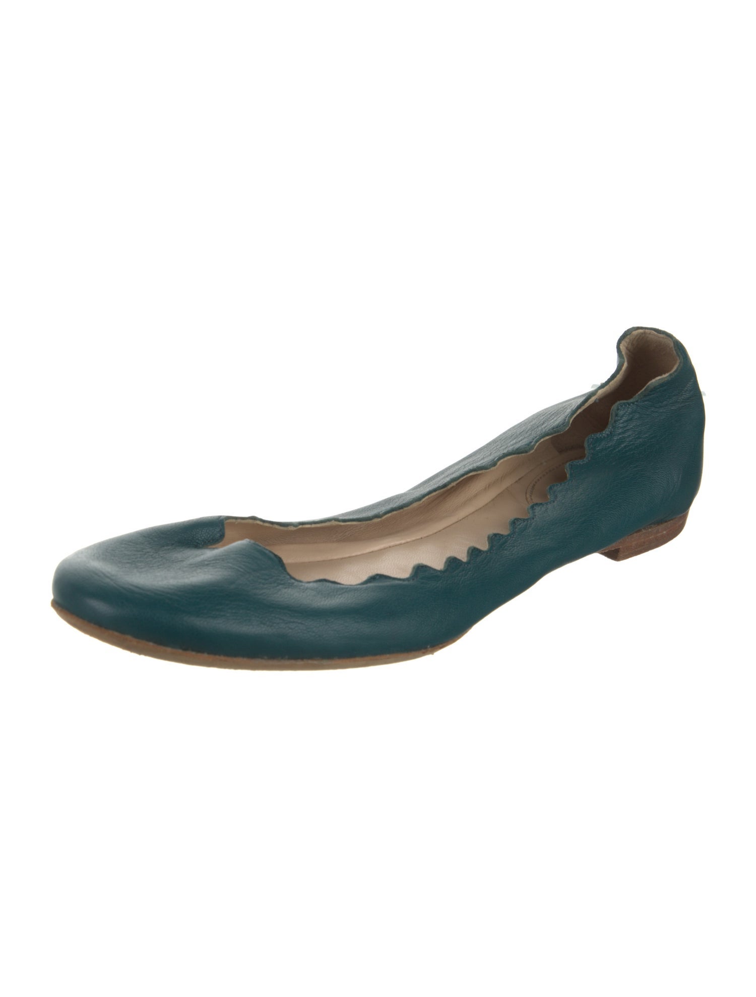 Chloé Leather Scalloped Accent Ballet Flats