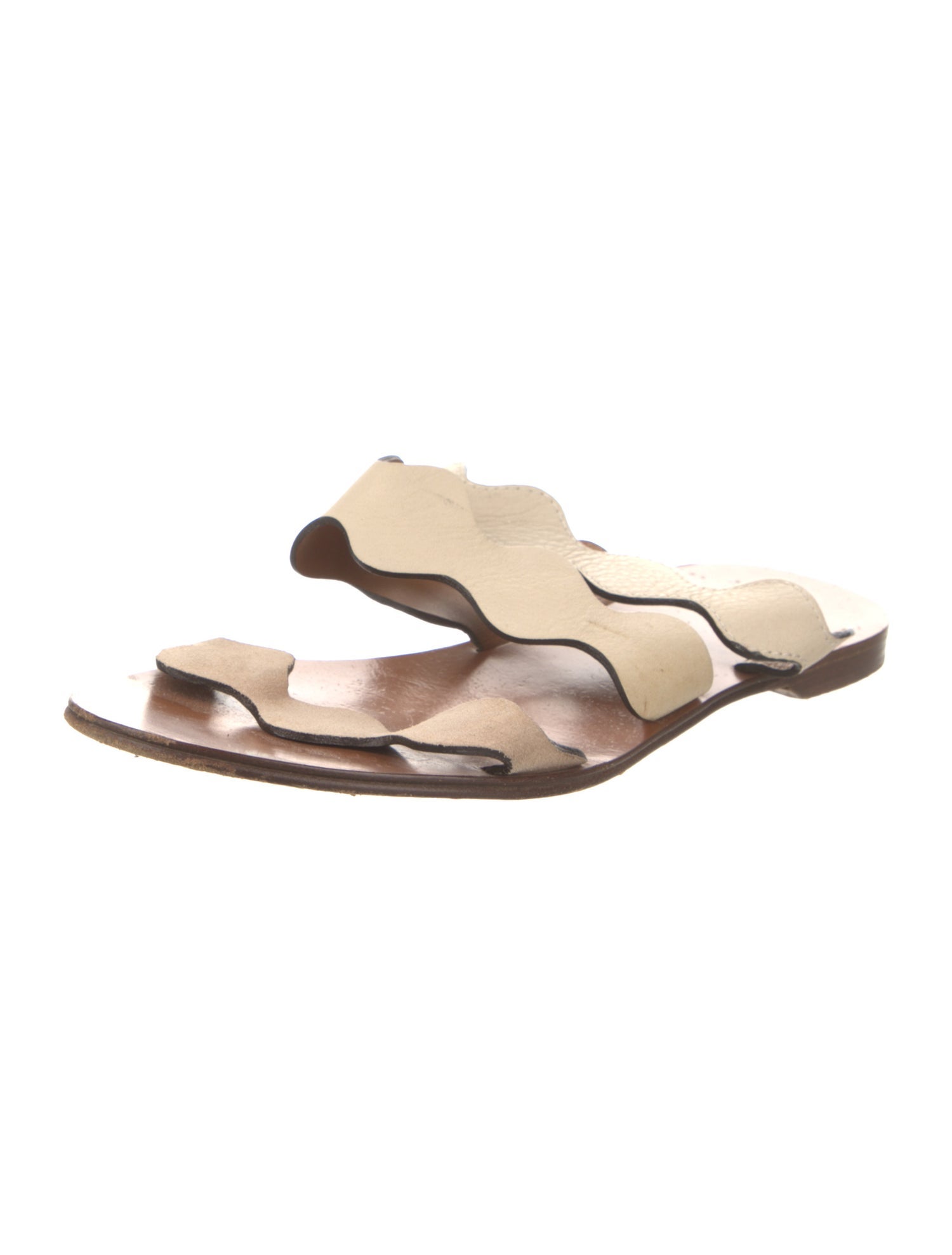 Chloé Leather Scalloped Accent Slides