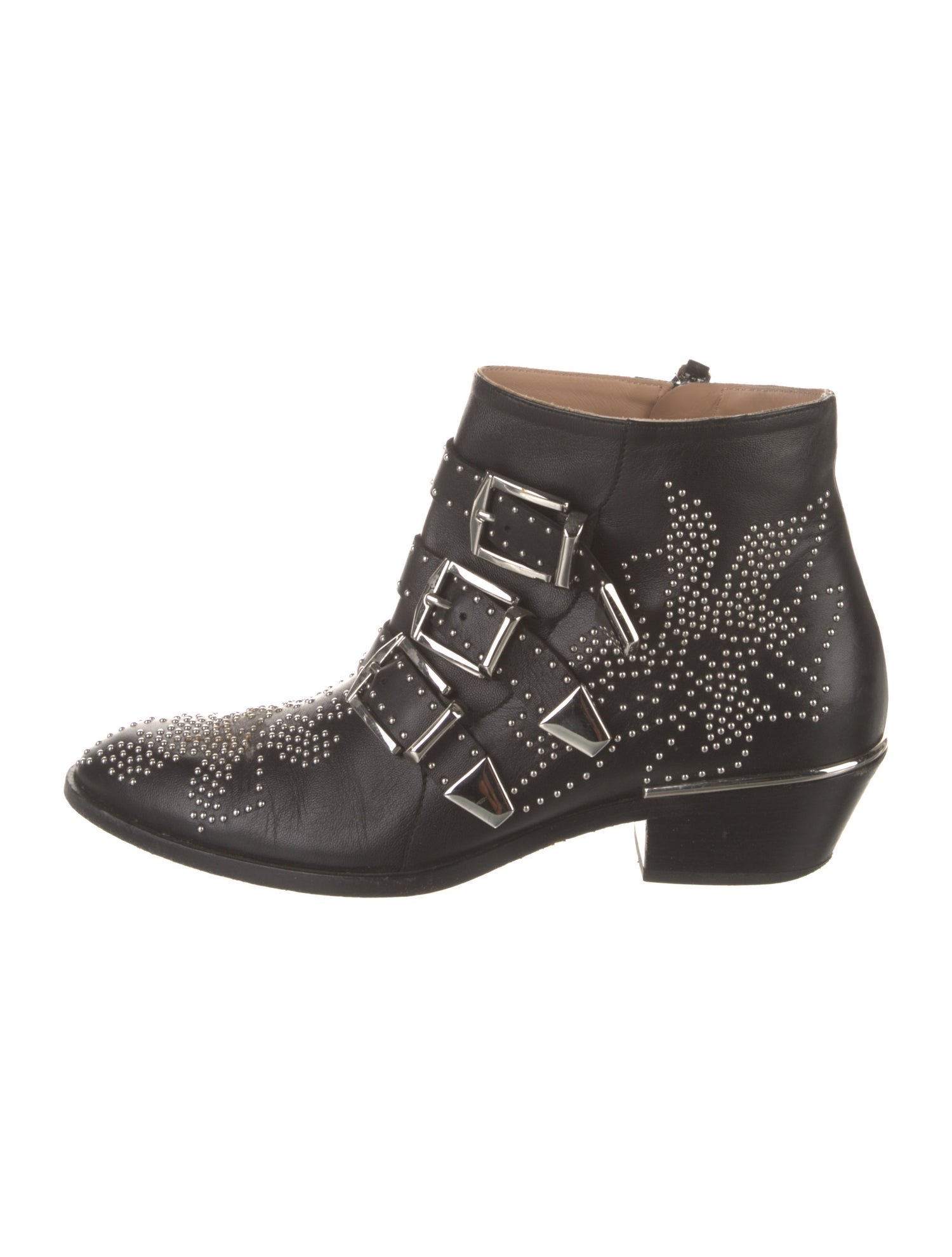 Chloé Leather Studded Accents Western Boots