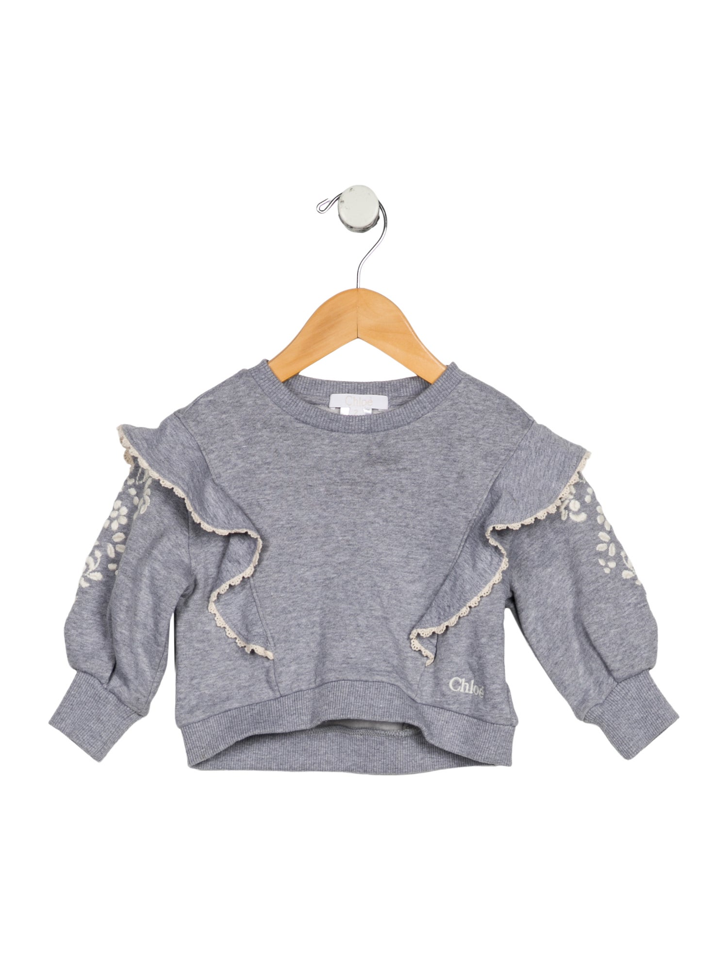 Chloé Toddler Girls' Eyelet Lace Trim Embellished Sweatshirt