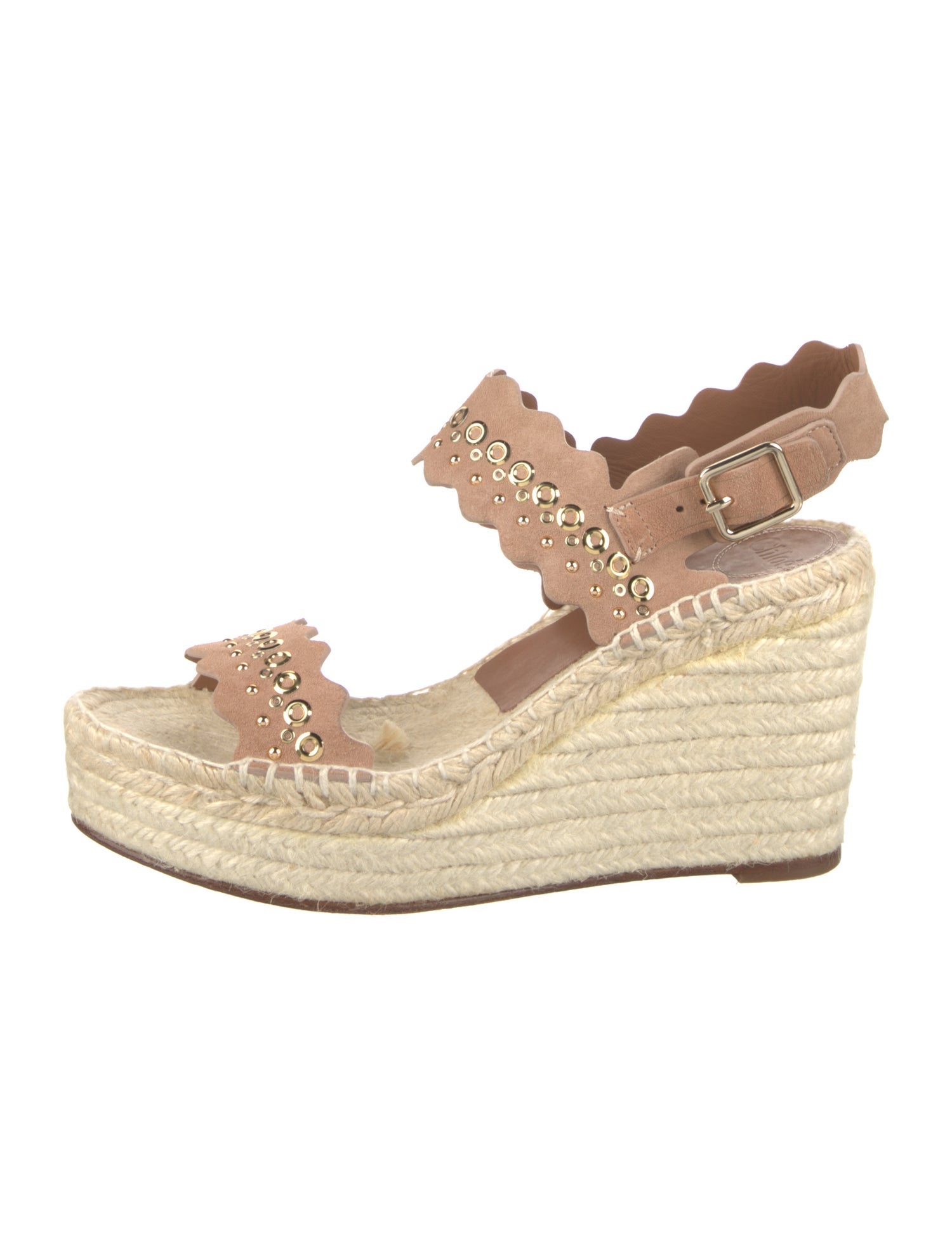 Chloé Suede Studded Accents Espadrilles