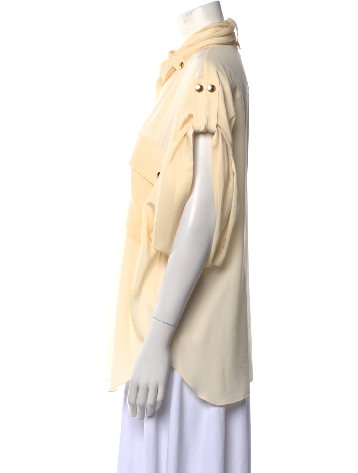 Chloé Silk Cowl Neck Button-Up Top