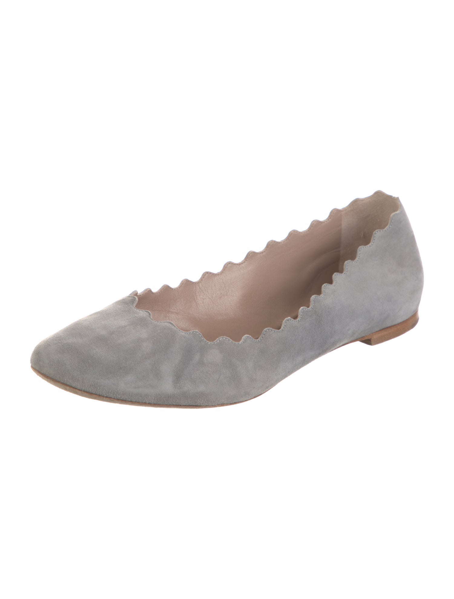 Chloé Suede Scalloped Accent Ballet Flats