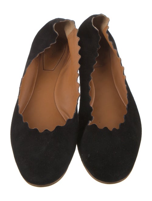 Chloé Suede Scalloped Accent Ballet Flats
