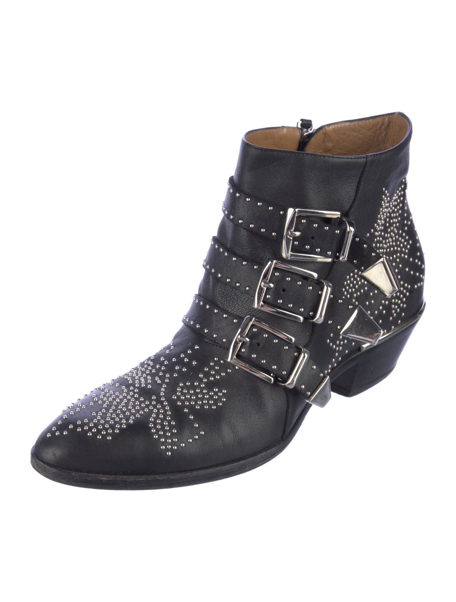 Chloé Leather Studded Accents Boots