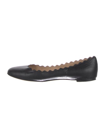 Chloé Leather Scalloped Accent Ballet Flats