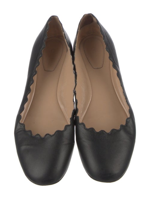 Chloé Leather Scalloped Accent Ballet Flats