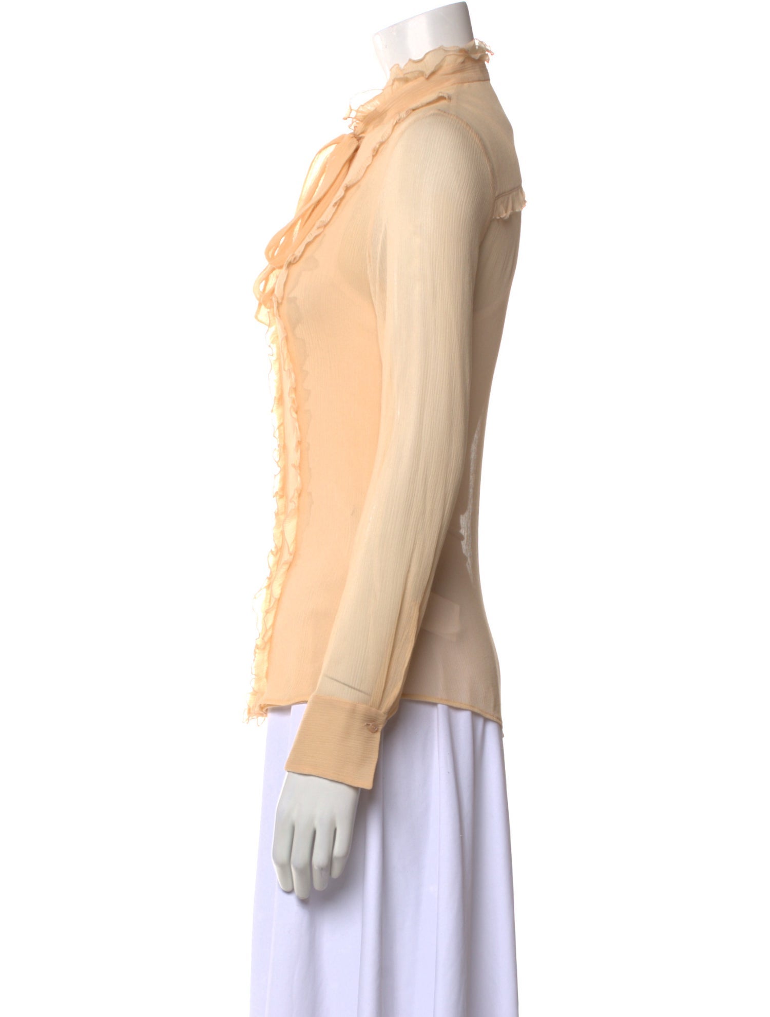 Chloé Silk Mock Neck Button-Up Top