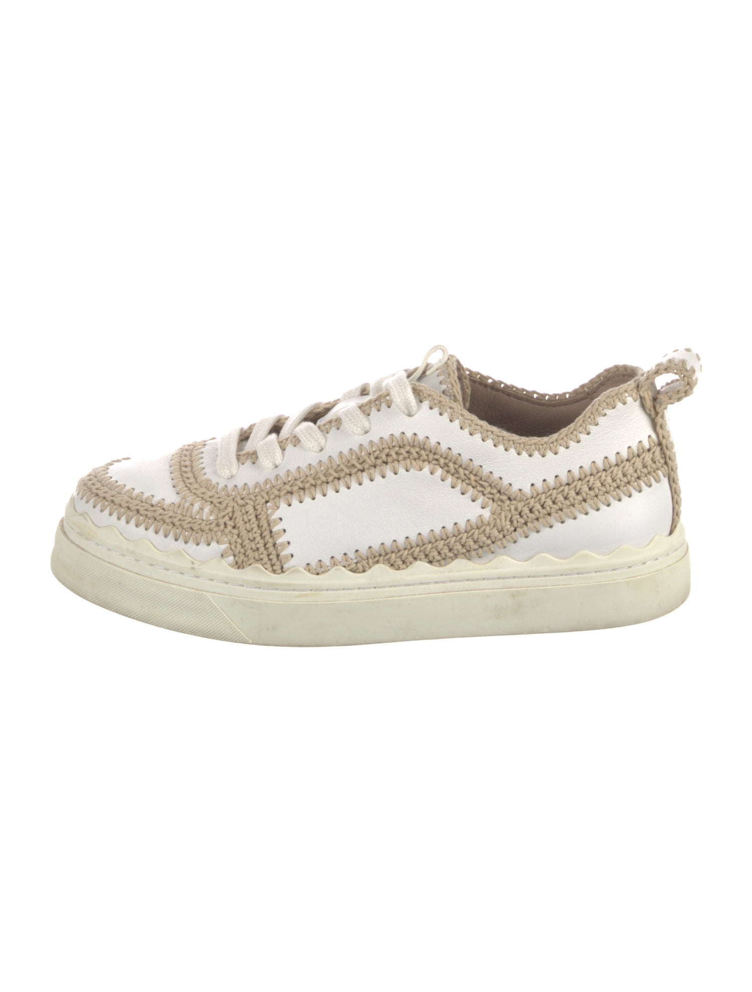 Chloé Leather Colorblock Pattern Sneakers
