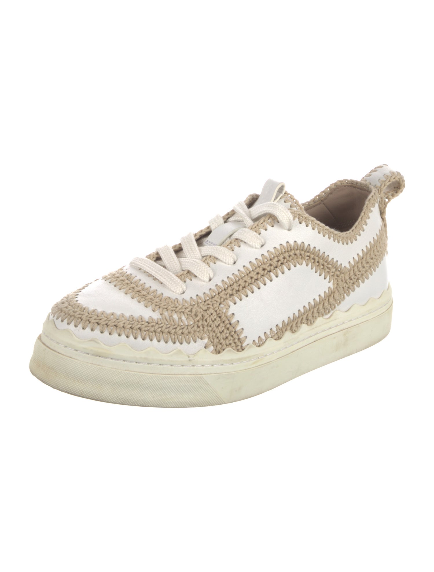 Chloé Leather Colorblock Pattern Sneakers