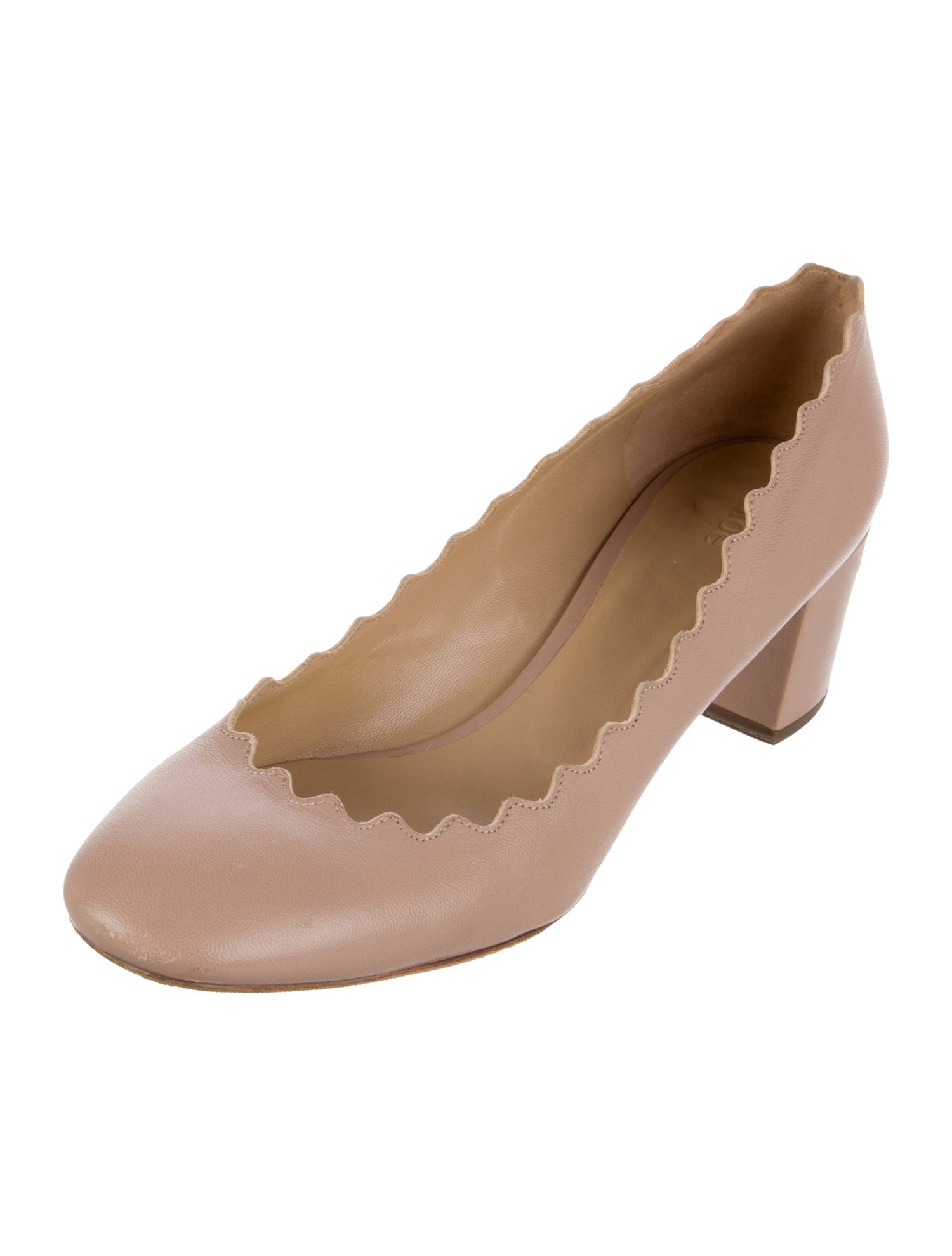 Chloé Leather Scalloped Accent Pumps