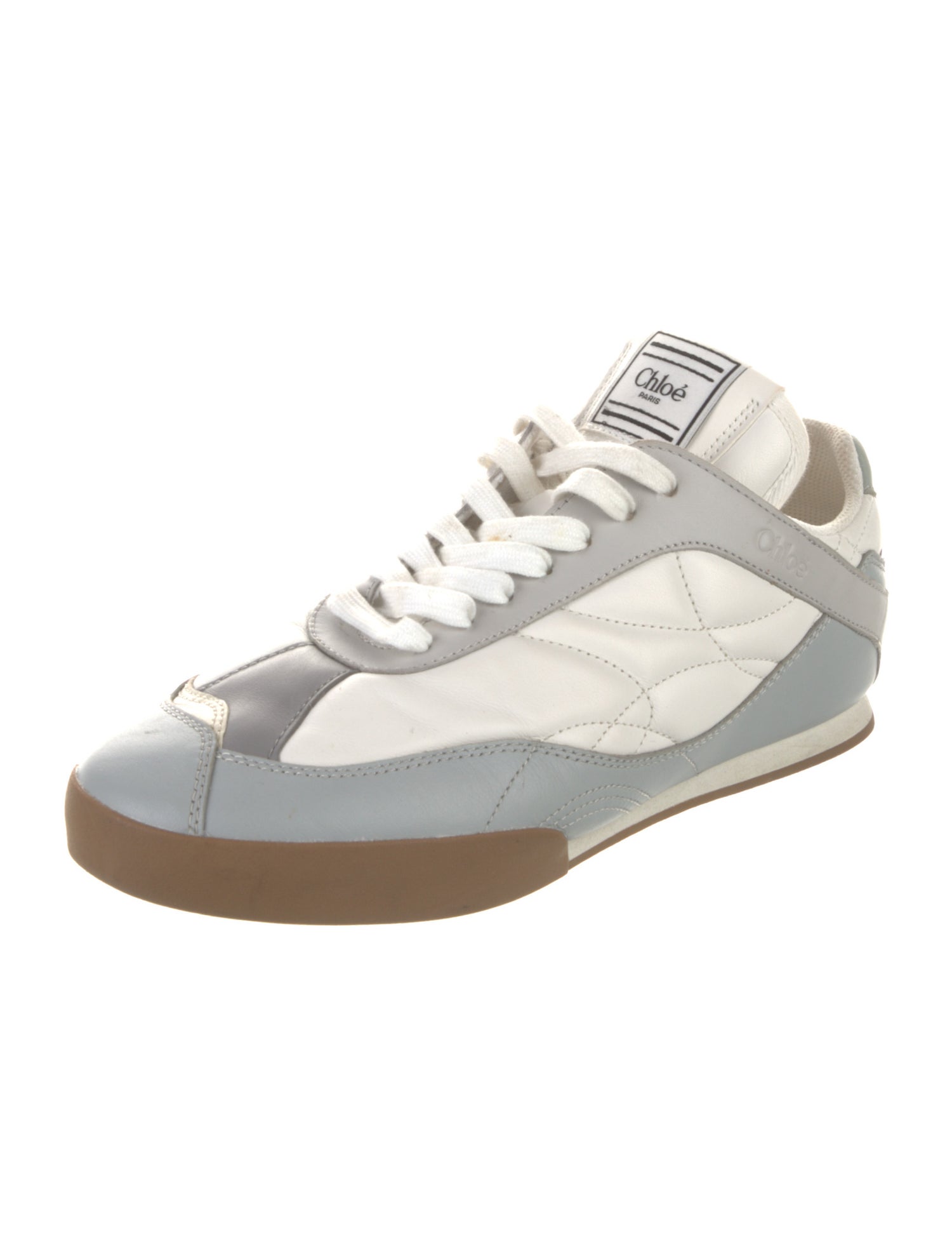 Chloé Leather Colorblock Pattern Sneakers