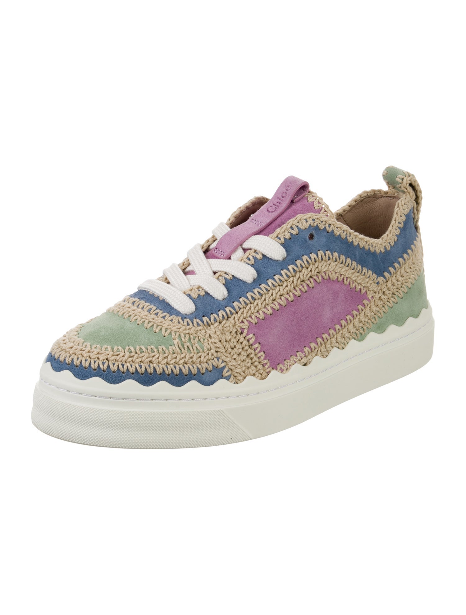 Chloé Leather Colorblock Pattern Sneakers