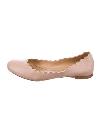 Chloé Leather Scalloped Accent Ballet Flats