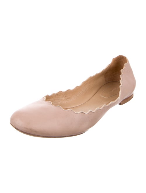 Chloé Leather Scalloped Accent Ballet Flats