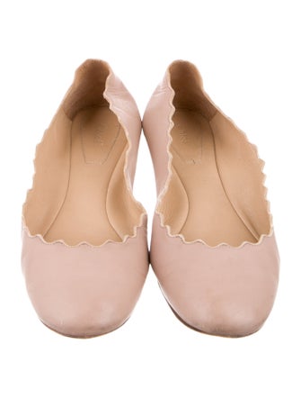 Chloé Leather Scalloped Accent Ballet Flats
