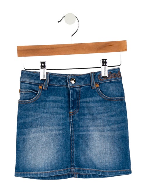 Chloé Toddler Girls' Denim Logo Printed Mini Skirt