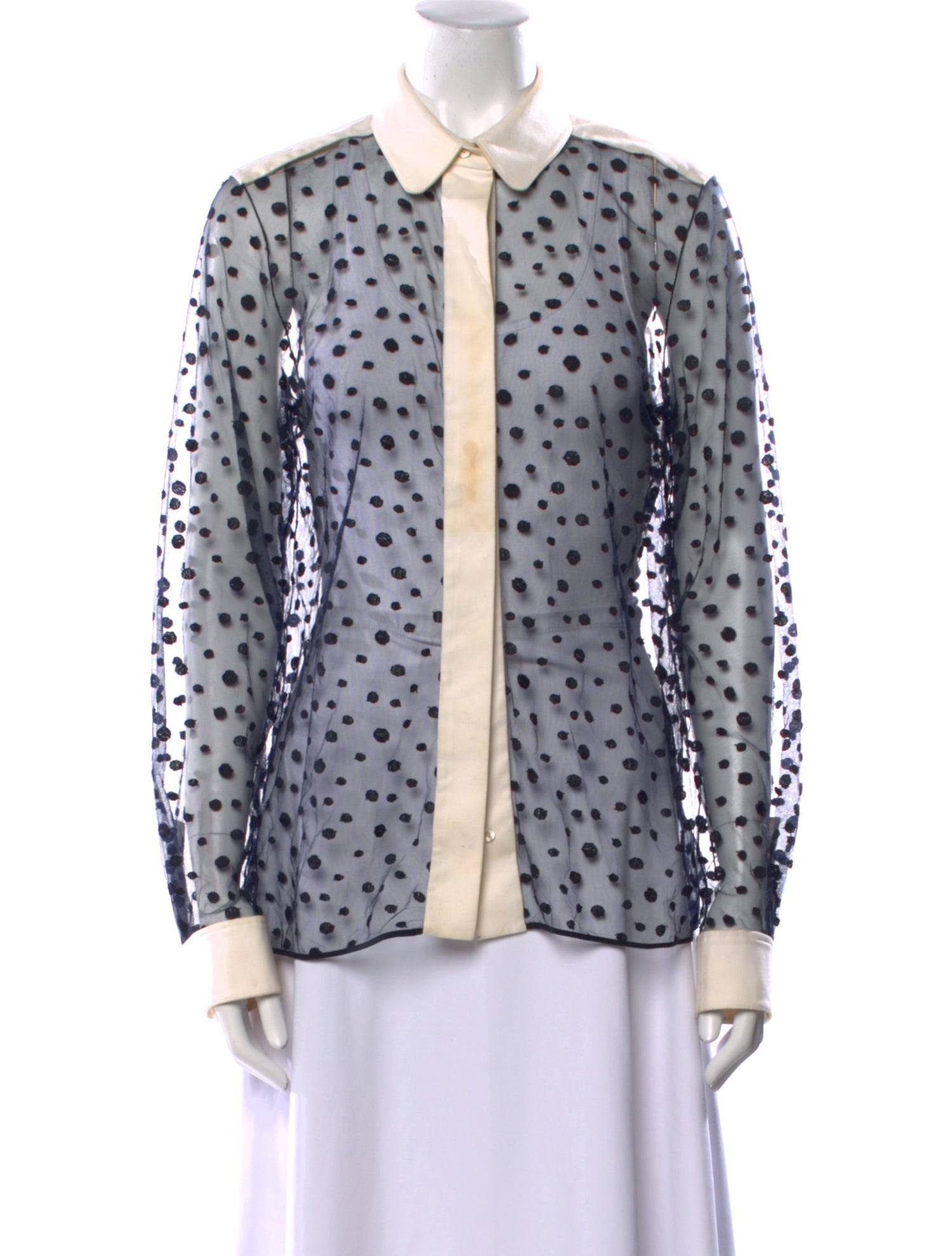 Chloé Polka Dot Print Long Sleeve Button-Up Top