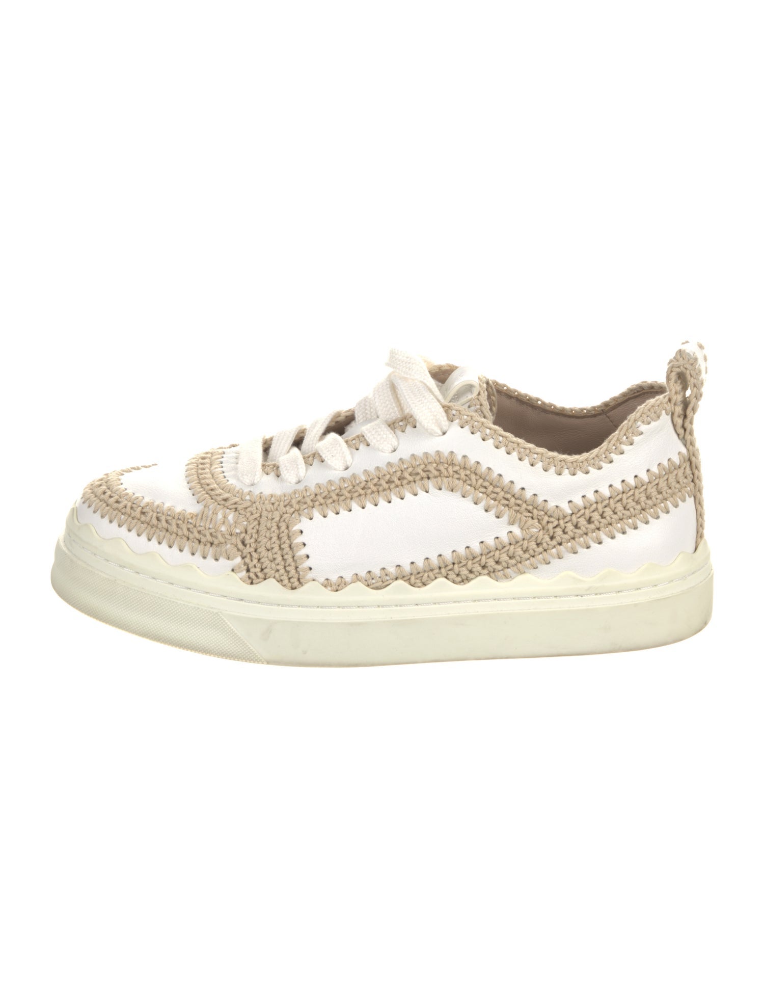 Chloé Leather Whipstitch Trim Sneakers