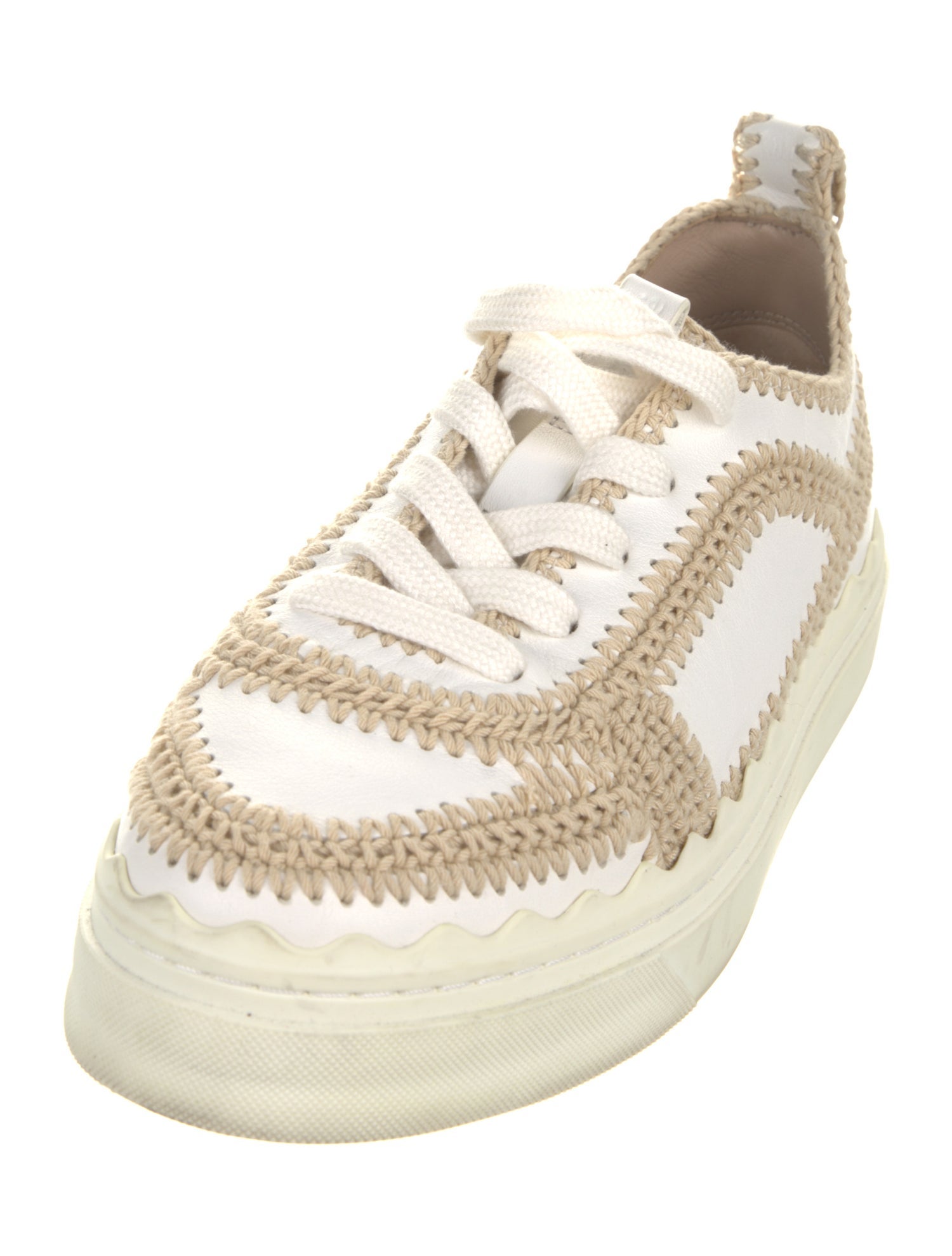 Chloé Leather Whipstitch Trim Sneakers
