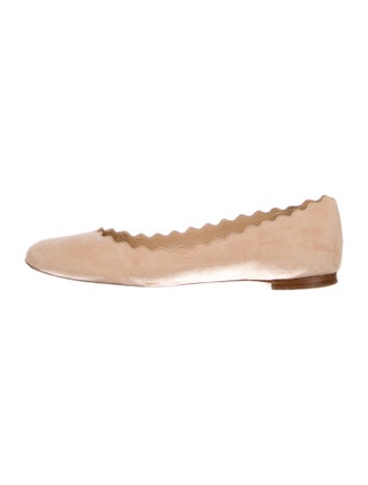 Chloé Suede Scalloped Accent Ballet Flats