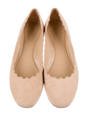 Chloé Suede Scalloped Accent Ballet Flats