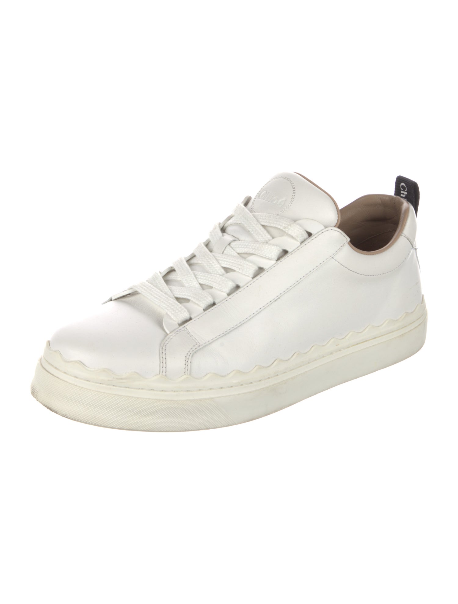 Chloé Leather Scalloped Accent Sneakers