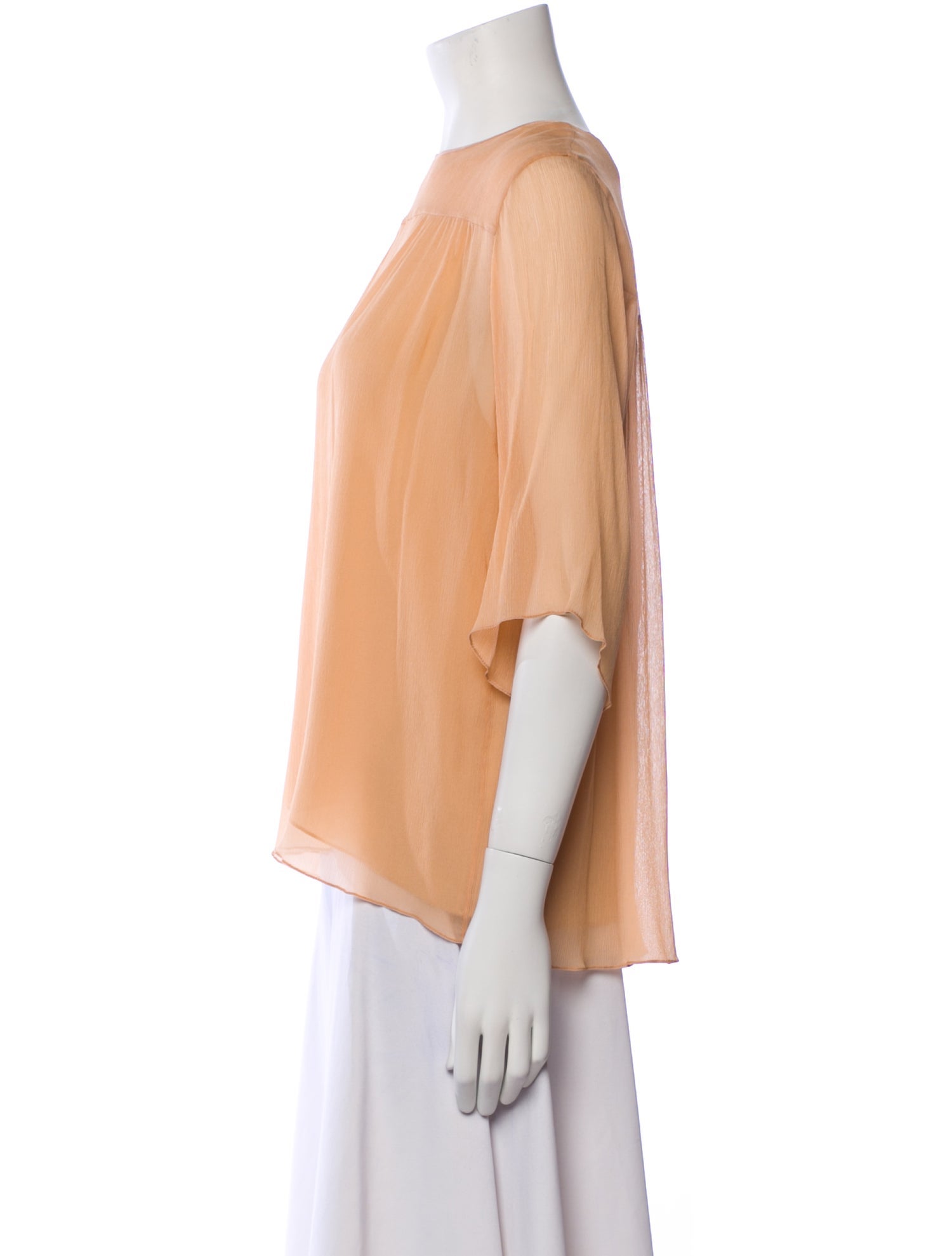 Chloé Scoop Neck Three-Quarter Sleeve Blouse